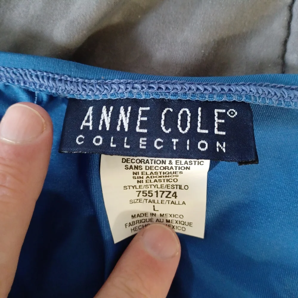Anne Cole One Piece Bathing Suit Blue EUC Size 12 with separate swim skirt